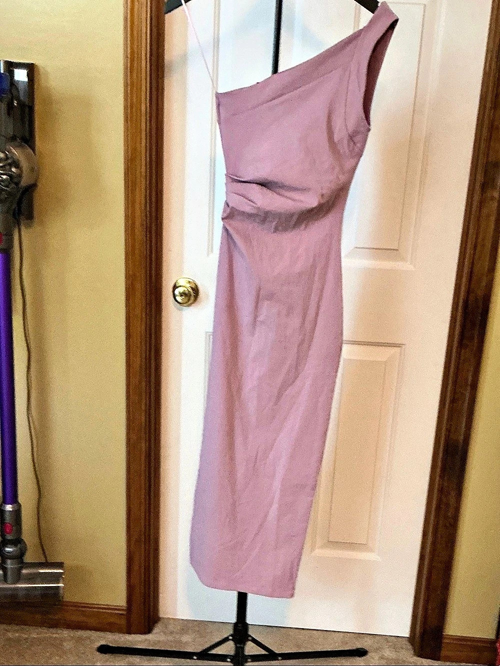 Zara One-Shoulder Ruched Maxi Dress Lilac Size Small